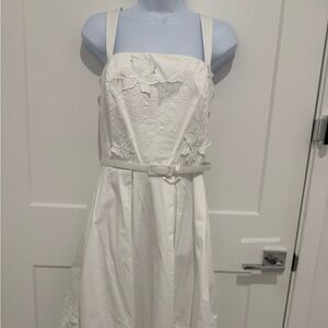 WHBM WhiteDress with flowers detailing